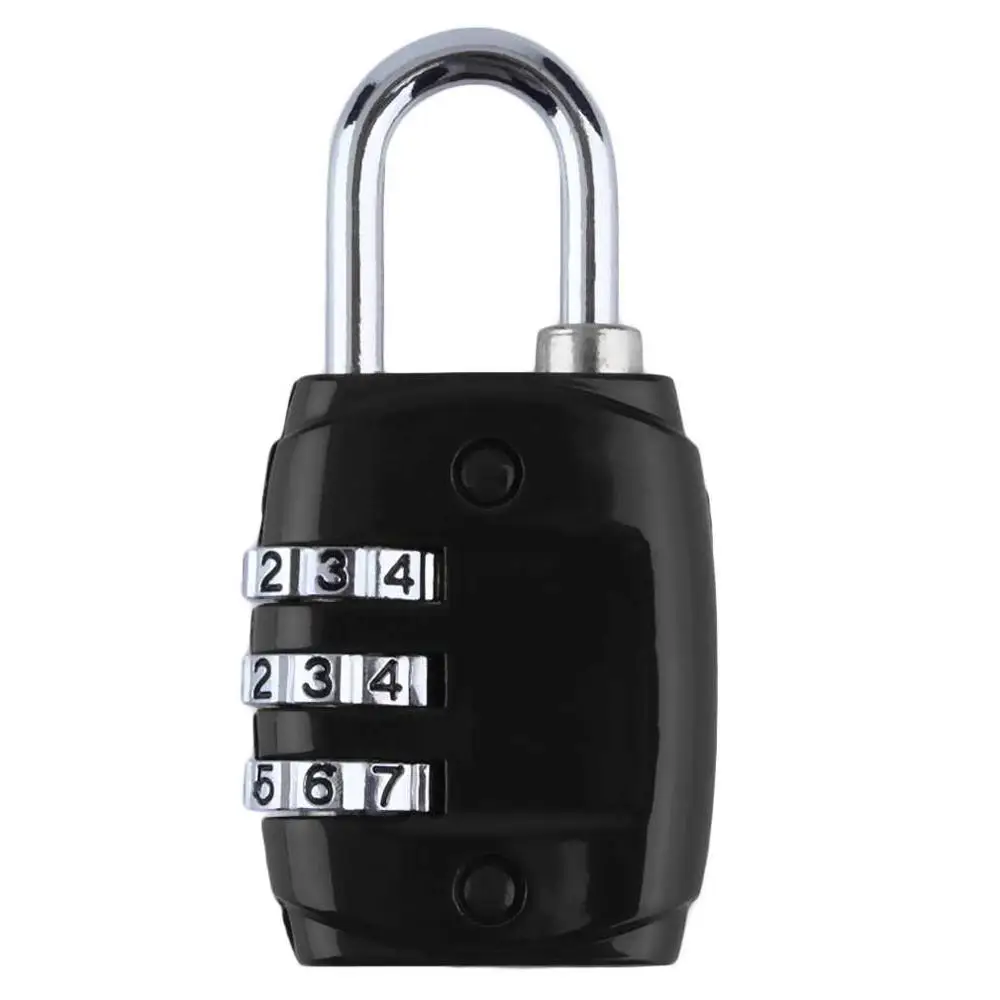 Black Zinc Alloy Security 3 Digit Dial Combination Code Number Lock Padlock Luggage Zipper Backpack Handbag Suitcase Drawer Padlock - Цвет: Black