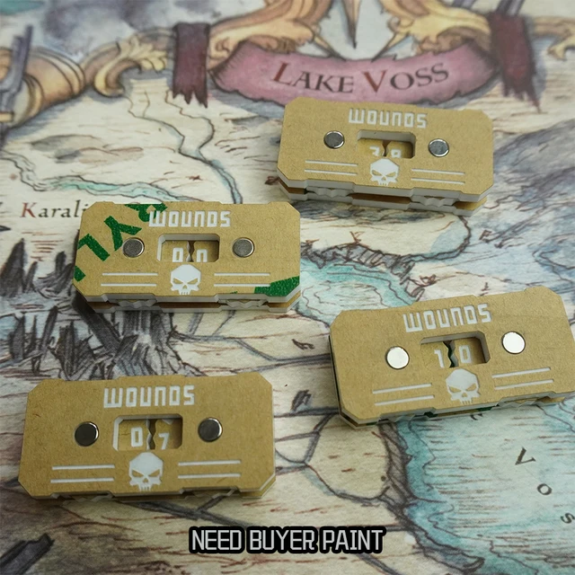 Wargame Base World – Wound Tracker Counter/Dial/Marker 00-99 Wound Counter – 4 sets- need buyer paint