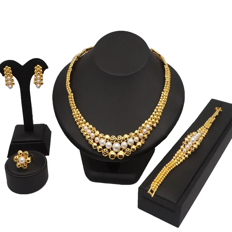 Дубайское Золотое ювелирное изделие, женское модное ожерелье, Изящные Ювелирные наборы, женское ожерелье, 24k золотое ювелирное изделие, комплекты ювелирных изделий в африканском стиле для мамы - Окраска металла: BJ692
