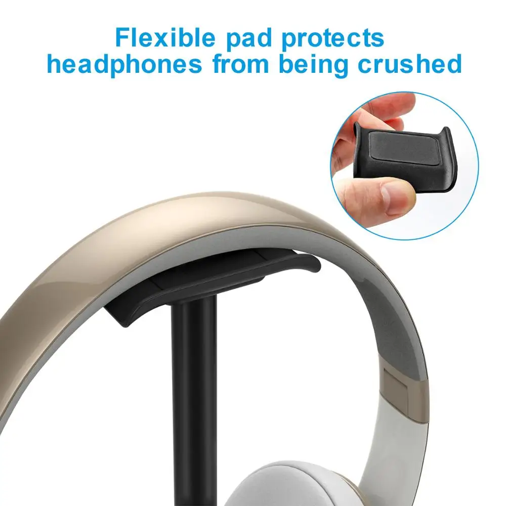 Nee Bee Headphone Stand Headset Holder with Non slip Base Aluminum Metal Soft TUP Earphone Holder for All Size Headphones