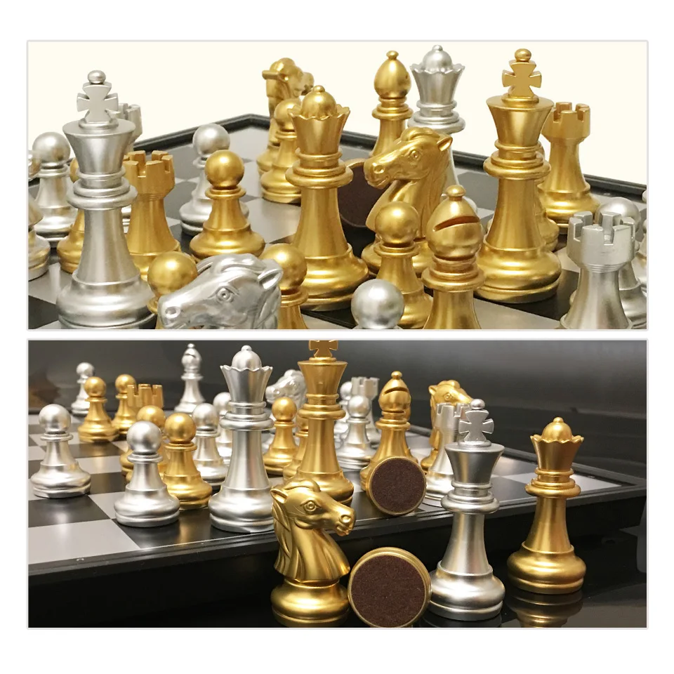 

Chess Game Medieval Chess Set With Chessboard 32 Chess Pieces With Chessboard Gold Silver Magnetic Chess Set WPC BSTFAMLY I39B