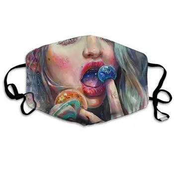 

Premium Dust Mask - Washable Breathable Mouth Face Mask - Adjustable Ear Loop for Kids Women Men Colorful Gril Eat Galaxy Candy