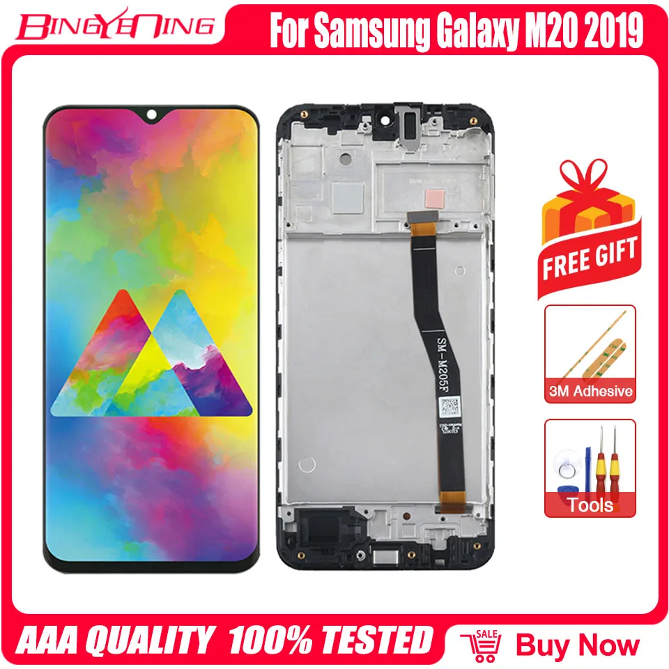 BingYeNing для 6 3 ''Samsung Galaxy M20 2019 ЖК-экран + цифровой преобразователь сенсорного