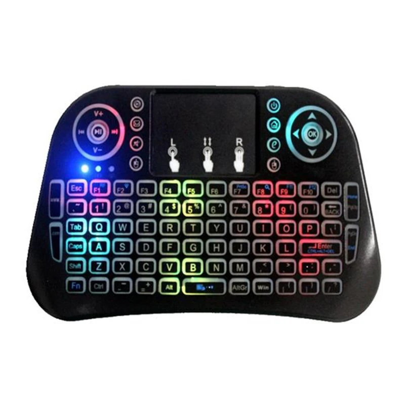 

I10 Mini Wireless Keyboard 7 Color Backlit Light 2.4G Air Mouse with Touchpad X3UB
