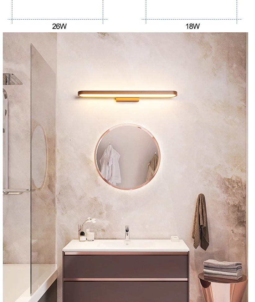 LICAN туалетный зеркальный светильник s настенные лампы для ванной комнаты прикроватный современный зеркальный передний светильник коричневый готовый светодиодный настенный светильник s AC220V110V