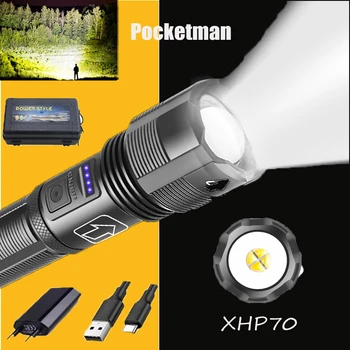 

Ultra Bright Led flashlight Torch Xhp50/70 light 5 switch Modes waterproof Zoomable Camping Camping Light use 18650 battery