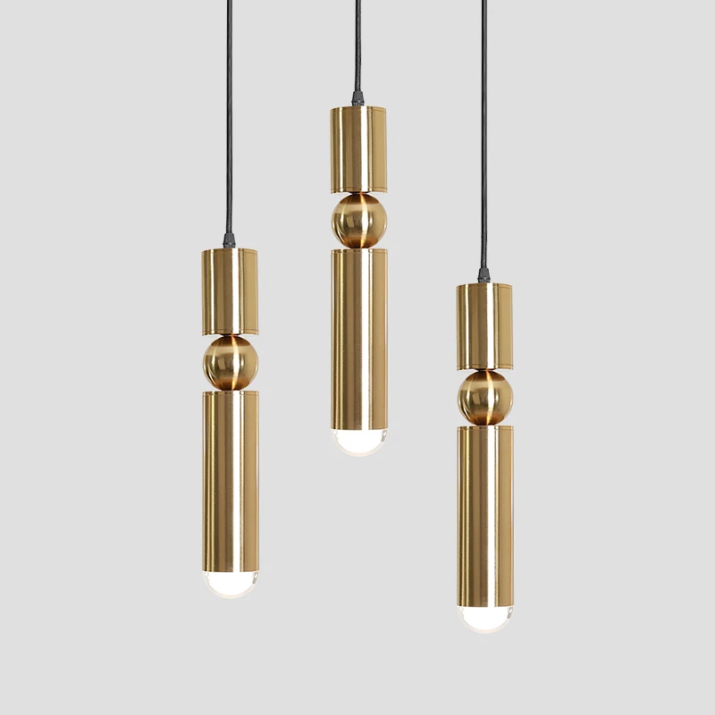 

Nordic golden LED pendant lights bedroom bedside lighting Postmodern iron living room cafe restaurant counter hanging lamps