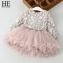 HE Hello Enjoy/дизайнерское платье для девочек с лепестками; детский праздничный костюм; Детские торжественные мероприятия; детское платье-пачка с цветочным рисунком; пышное свадебное платье