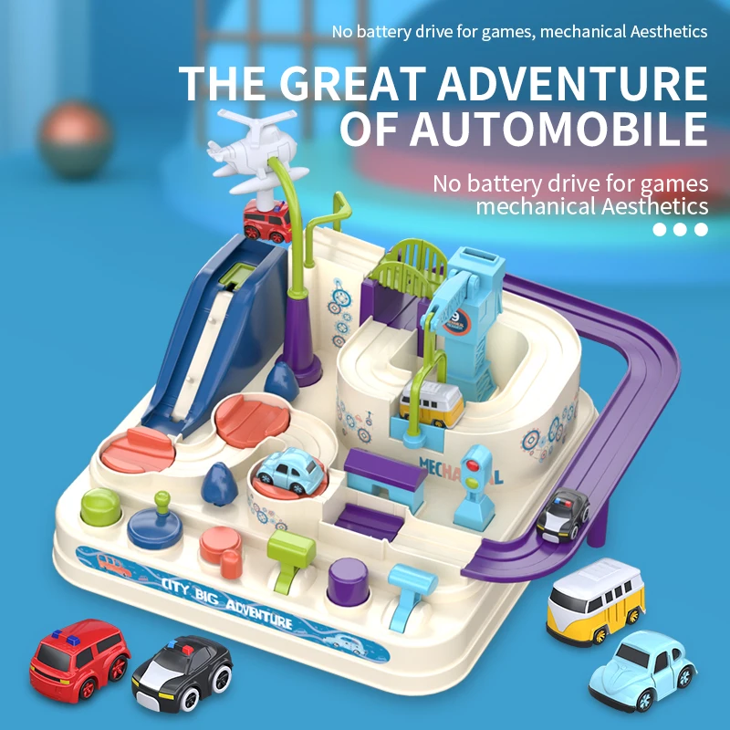 27cm Cartoon Racing Rail Car Track Car Adventure Game Mechanical  Interactive Train Model Racing Educational Toys for Children