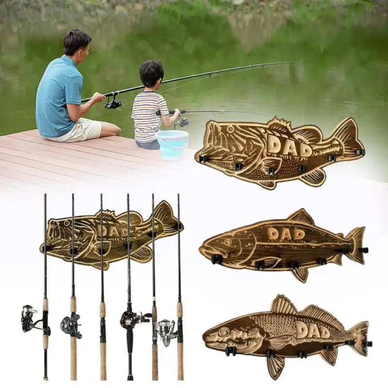 Fishing Rod Holder Wooden Largemouth Bass Fishing Rod Holder For