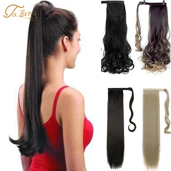 

TALANG women's elegant long straight wavy one-piece ponytail wig clip PonyTail portable hair extension headdress