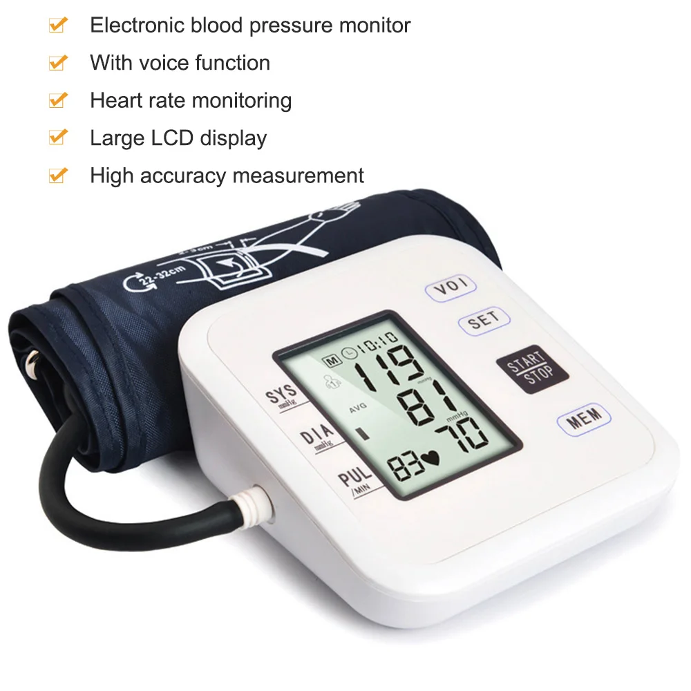 

pulse oximeter Tonometer Arm Style Blood Pressure Monitor Automatic Large LCD Display Digital Intelligent Blood Pressure Meter