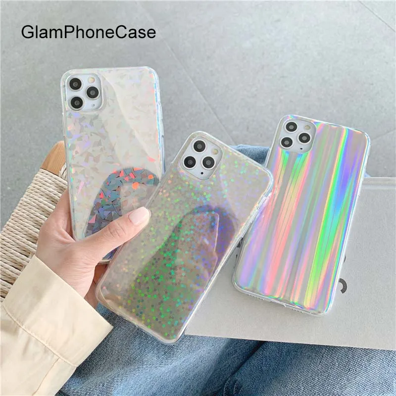 GlamPhoneCase Laser 3 Colors Phone Case For iPhoneSE 2 11Pro/Max X XS Max XR Soft Silicone Cover iPhone11 7 8Plus | Мобильные