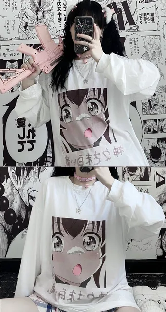 Camiseta de mangas compridas feminino outono nova kawaii roupas para a  versão coreana solta selvagem ins