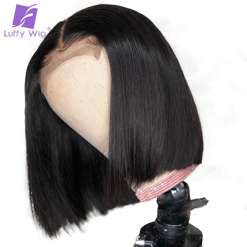 Short Bob Wavy 4x4 Lace Closure Wig Brazilian Hair Glueless 5x5 Silk Base Wig 