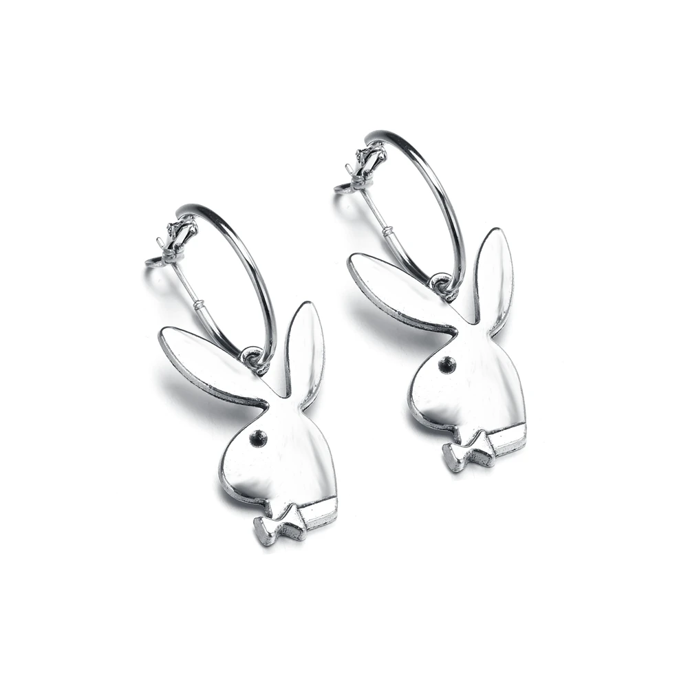 

Rabbit Drop Earrings For Women Silver Color Ear Jewelry Lovely Animal Bunny Earrings Birthday Gift Wholesale Accessories