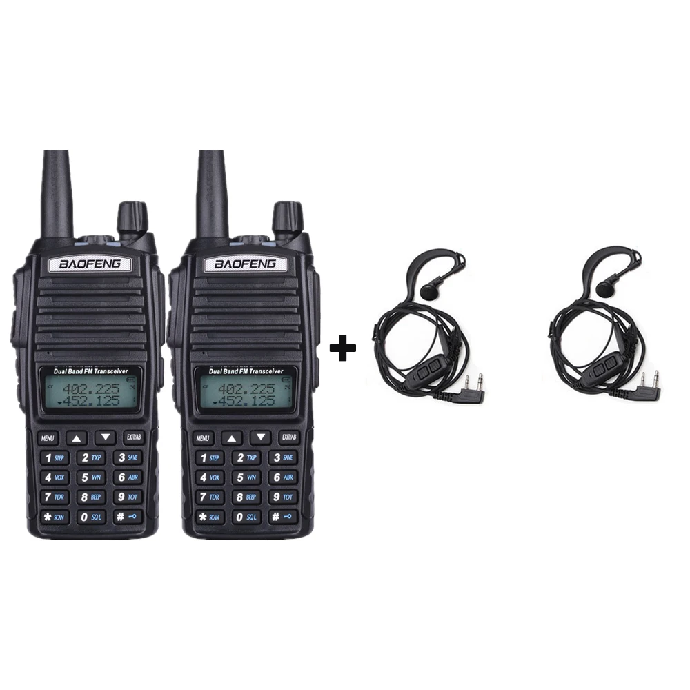 add 2earp 2 шт 8 Вт 128 канал Baofeng двухстороннее радио UV-82 Walkie TalkieDual Band VHF 136-174MHZ 400-520MHZ портативное радио - Цвет: add 2earp