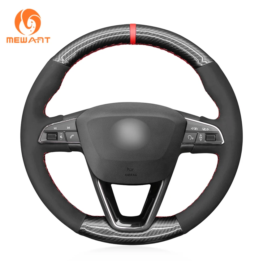 MEWANT черная замшевая накладка на руль из углеродного волокна для Seat Leon 2013-2020 Ibiza
