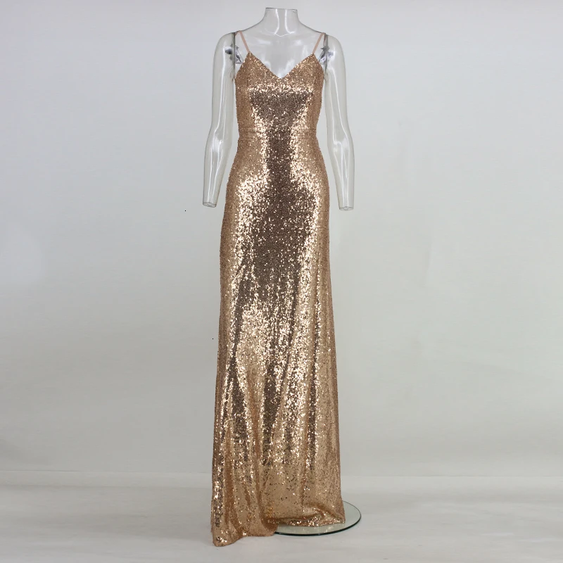 Tobinoone, высокое качество, сексуальные женские длинные платья с золотыми блестками,, вечерние платья макси на бретельках с открытой спиной