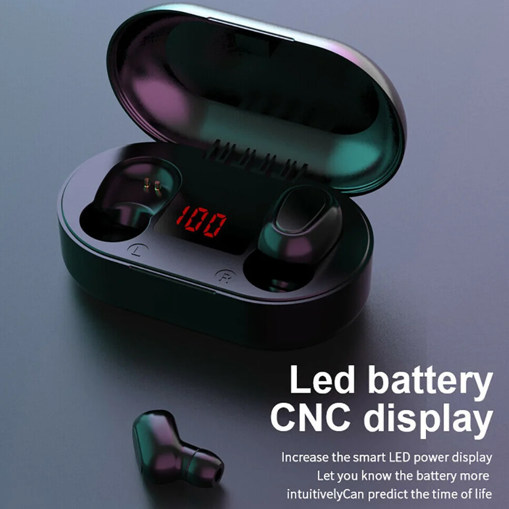 LED Power Dispaly Music Sports TWS IPX5 Waterproof Gaming HiFi Stereo Wireless Earbuds Outdoor Bluetooth 5 0 Noise Cancelling