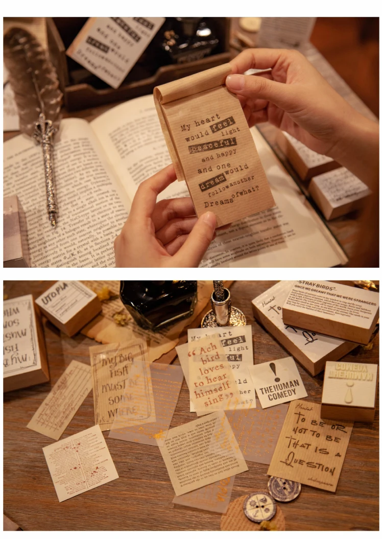 Винтажная серия библиотеки английская книга рассказов деревянный штамп планировщика деревянный резиновый штамп «сделай сам» Скрапбукинг Украшение для открыток тиснение
