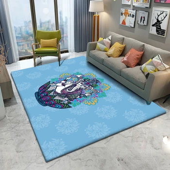 

Dropshipping Bohemian Style Mandala Pattern Carpet Non-slip Bath Room Living Decorative Flannel Carpet Fluffy Soft Bedroom Mat