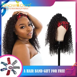 ShowCoco Headband Wig Glueless Afor Kinky Curly Non-Remy 100% Human Hair For African American Women Natural Human Hair 12