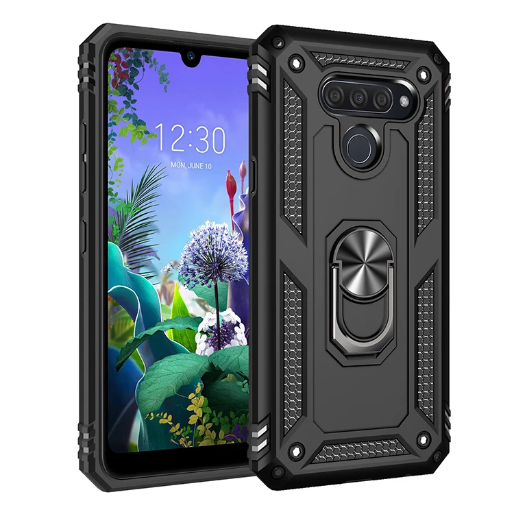 

Luxury Armor Case For LG Stylo 5 Case Car Magnet Anti-knock Cover For LG Q60 K50 K40 K12+ K12 Plus Metal Ring Bumepr Fundas
