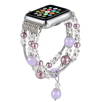 

Agate Beads Pearl Bracelet Strap for Apple Watch Series 5 4 3 2 1 Band for iWatch Women's Watchband 44mm 40mm 42mm 38mm