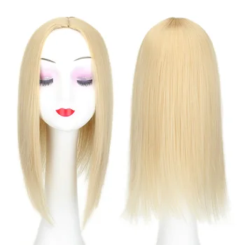 Women Hair Topper Piece Synthetic Hair 3 Clips In one piece Hair Extension long straight High Temperature Fiber 2