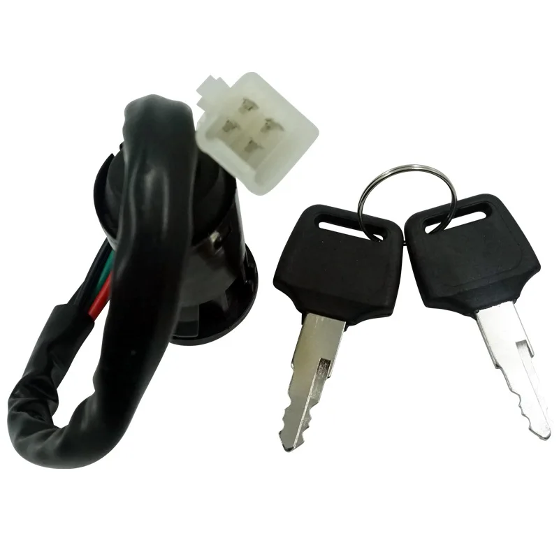 4 Wires Universal 2 Ignition Keys Start Switch Door Lock Key Motorcycle Accessories for ATV Go Kart For  CG125 ZJ125