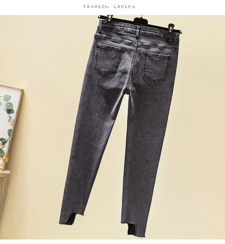 Women's Fashion Hit Color Jeans Pencil Pants Big Size Slim Skinny Stretch Denim Trousers Plus Size Cowboy Trousers