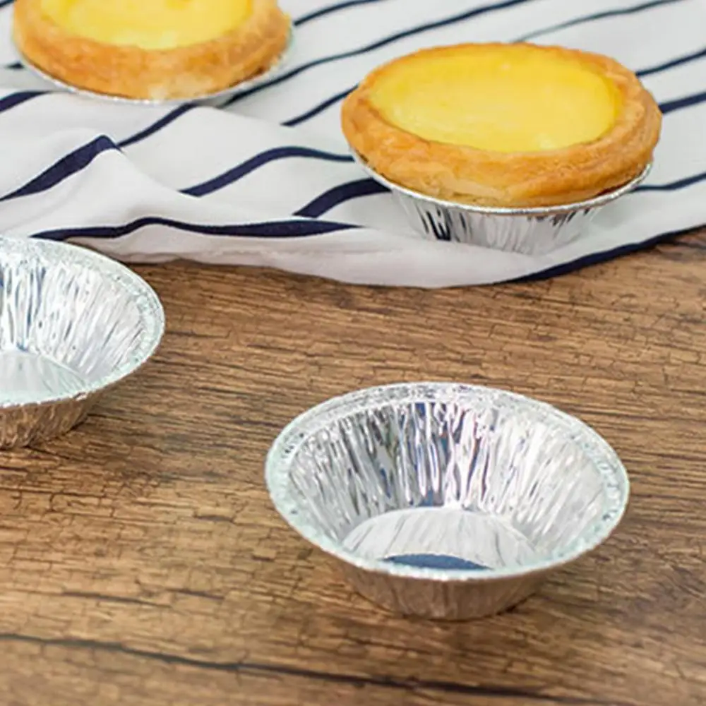 50 100Pcs Disposable Aluminum Foil Egg Tart Trays Mold Kitchen Baking Mold 