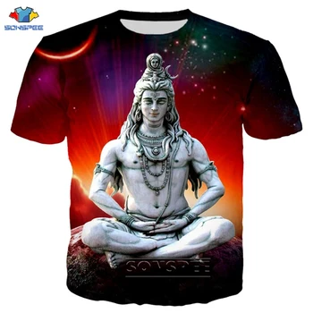 

SONSPEE Hindu God Lord Shiva Men T Shirt 3D Print Anime Hip Hop Tees Fashion Lord Shiva T-Shirts Harajuku Short Sleeve Tops