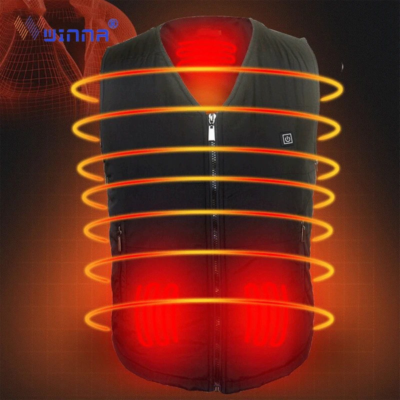 

Best Gift Heating Vest Battery Spring&winter Camping Thick Vest for Men Women Charging Sking Hunting Vest Black Size Adjustable