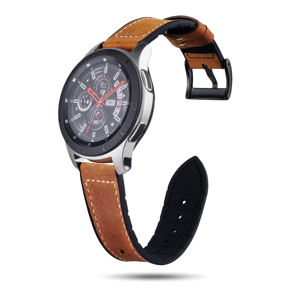 Ремешок кожаный силиконовый для Samsung Galaxy Watch 46 мм/42 мм/Active 2 1 /Gear S3 сменный браслет