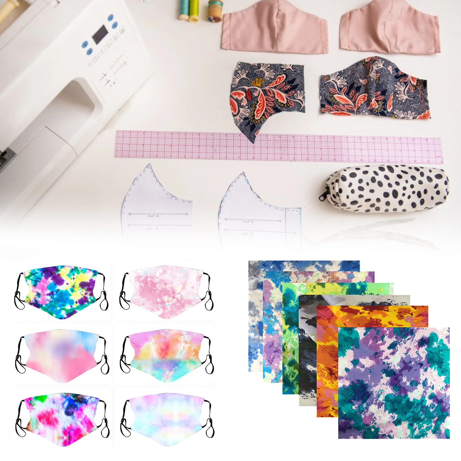 

6Pcs Cotton Tie Dye Printed Cloth DIY Handmade Camouflage Clothing Cloth Pure Cotton Fabric Sewing Patchwork