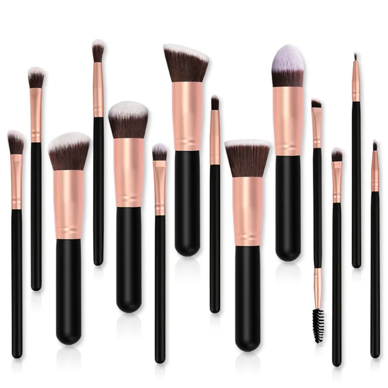 

Me Clovor Makeup Brush Set 15pcs High Quality Black Natural Synthetic Hair Make Up Brush Tools Kit Professional Makeup Brushes