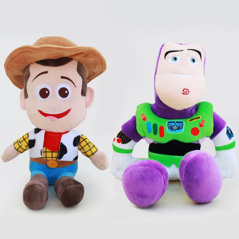 

25cm Kawaii Soft Stuffed Plush Toy Story 4 Woody and Buzz Anime Figure Doll Toys 2pcs/set