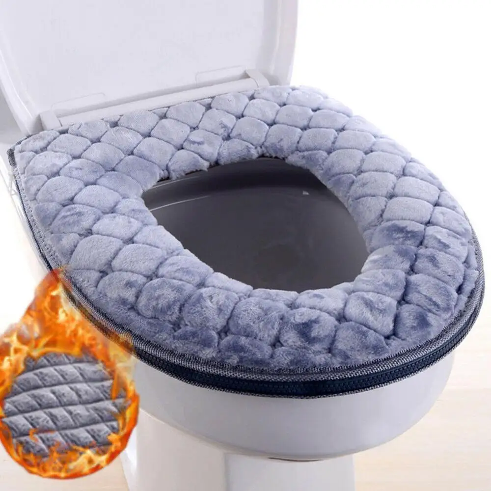 1PC Bathroom Filling Soft Thickened Seat Pads Washable Warmer Toilet Mat Cover Winter Comfortable Seat Cushion Toilet Decor