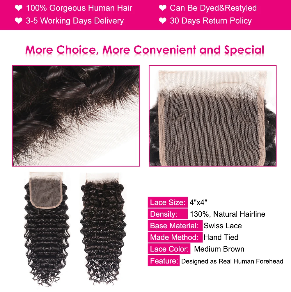 Brazilian Deep Wave Bundles With Closure Remy Human Hair Bundles with Closure Pre Plucked Julia Lace Closure with Weave Bundles (17)