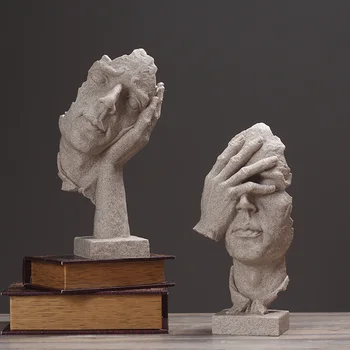 

Creative Thinker Statues Retro Abstract Characters Figurine Do Not Listen/Speak/Look Miniature Sculpture Home Desktop Craft Gift