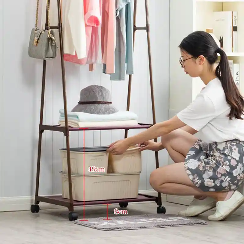 Напольная вешалка для одежды, подвесная полка для хранения вещей вешалки для одежды с колесом, простая стильная мебель для спальни