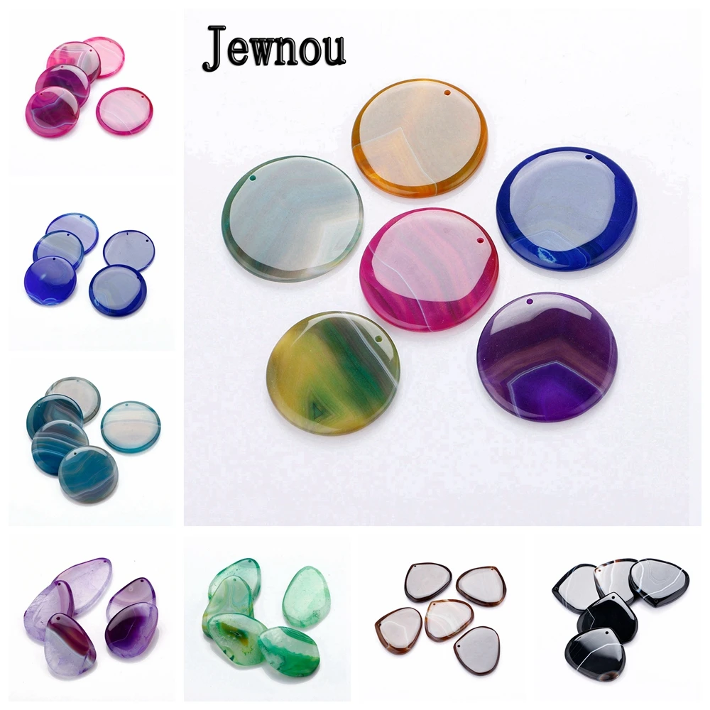 

Jewnou Semi-precious Stone Pendant Water Droplets Sweater Chain Necklaces Women Natural Quartz Jewelry Lovely Anime Accessories