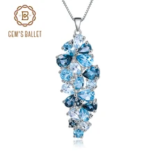 Жемчужные балетные Подвески с натуральным небесно-голубым топазом, элегантное ожерелье, 925 пробы Серебряное ювелирное изделие для женщин