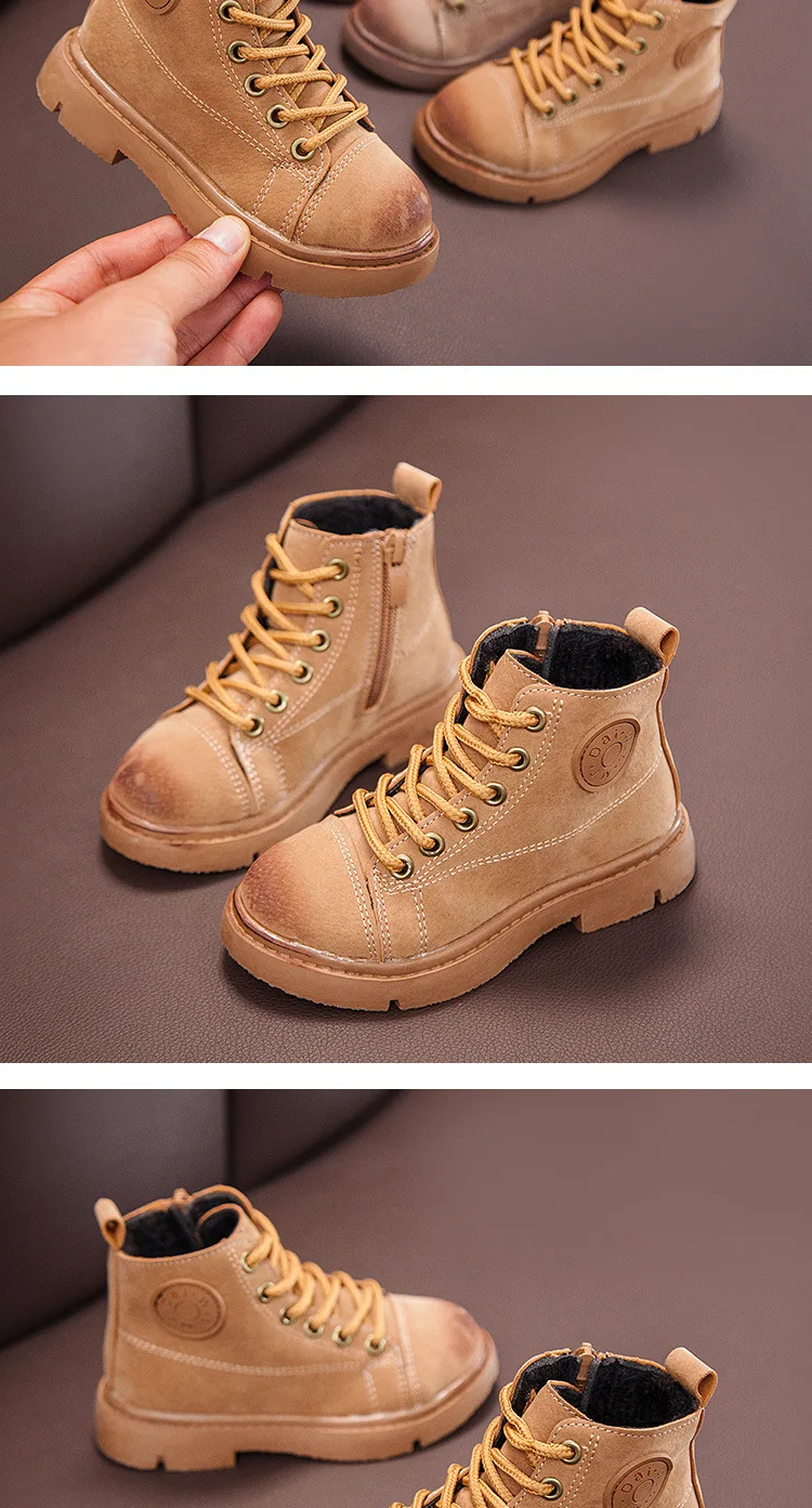 Autumn Winter Children Boots Girls Boys Leather Rubber Ankle Martin Boots Fashion Baby Sport shoes For Kids Short Boots 27-37