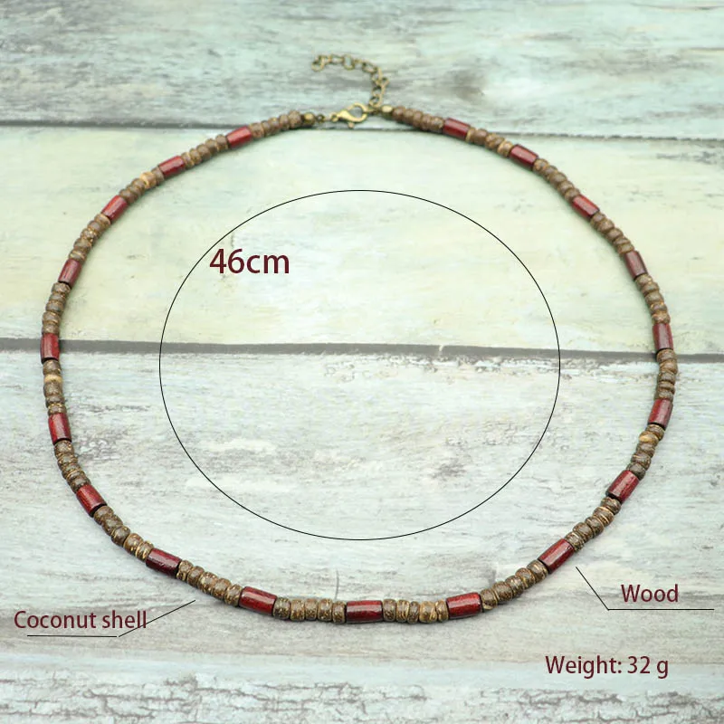 Vintage Wood Necklace Choker Men 46cm/18 Inches Short Necklace Hombre Camping Cool Biker Jewelry Male Accessories Gift For Him - Image 4