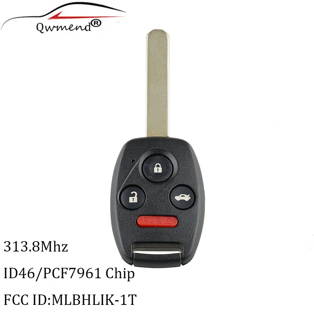313,8 МГц 3+ 1 кнопки дистанционного ключа брелок для Honda Accord 2008 2009 2010 2011 2012 MLBHLIK-1T чипа ID/PCF7961 ключ