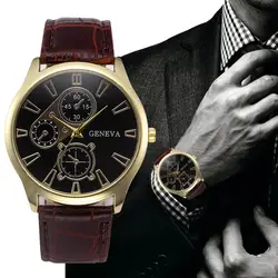 Relogio Masculino часы мужские военные кварцевые часы мужские s часы Лидирующий бренд GENEVA роскошные кожаные спортивные наручные часы с датой