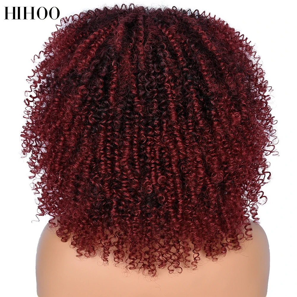 Perucas com Franja para Preto Cabelo Curto Afro Kinky Encaracolado Feminino Sintético Natural Glueless Marrom Misto Loira Peruca Cosplay Diário 16 High Quality Apliques e perucas